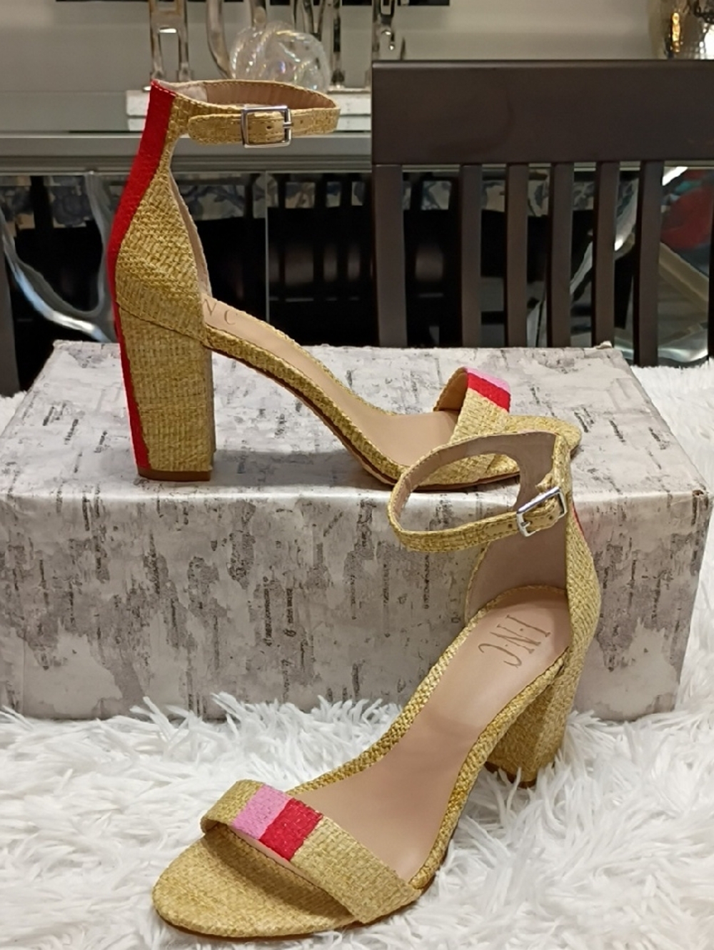 INC International Concepts Women's Sz 7 Block Heeled Starppy Sandals 🆕